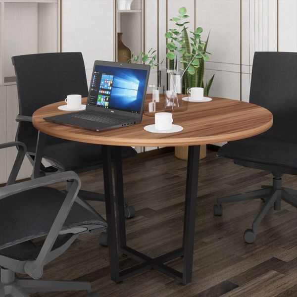 Mesa Escritório de Reunião 110cm Redonda Multimóveis CR25331 Sevilha/Preto