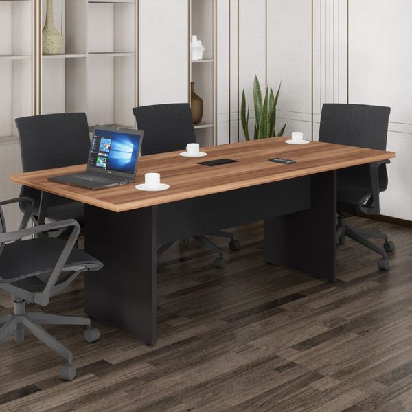 Mesa de Escritório Reunião 200cm com Caixa de Tomadas Multimóveis CR25334 Sevilha/Preto