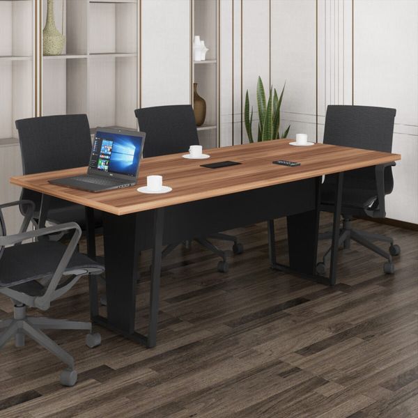 Mesa de Escritório Reunião 200cm com Caixa de Tomadas Multimóveis CR25335 Sevilha/Preto