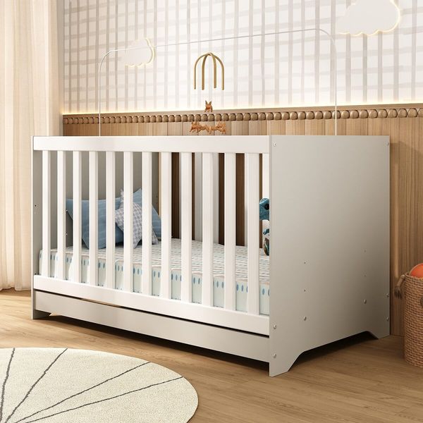 Berço Americano 3 em 1 para Colchão 130x70cm Multimóveis 0527PA Off White/Branco