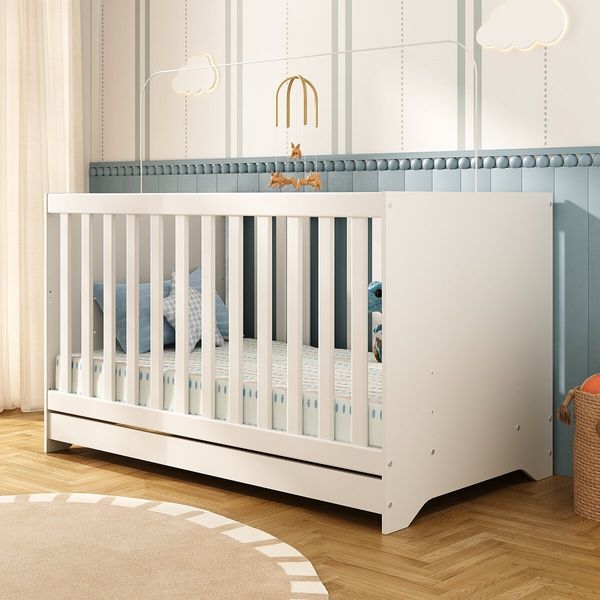 Berço Americano 3 em 1 para Colchão 130x70cm Multimóveis 0527PA Branco