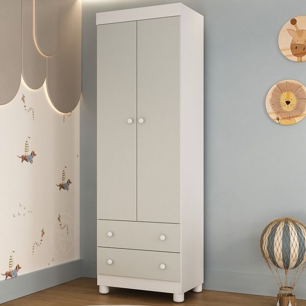 Guarda-roupa Infantil 62cm 2 Portas e 2 Gavetas Allegra Multimóveis MP4441 Branco/Off White