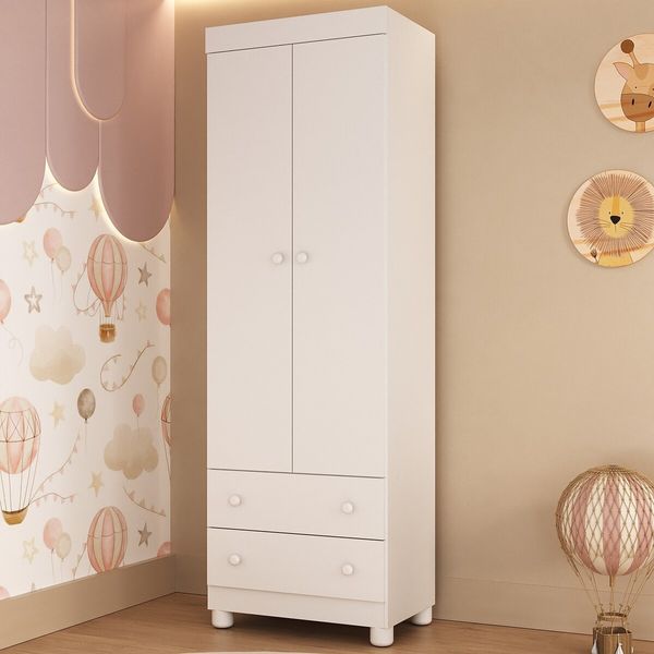 Guarda-roupa Infantil 62cm 2 Portas e 2 Gavetas Allegra Multimóveis MP4441 Branco