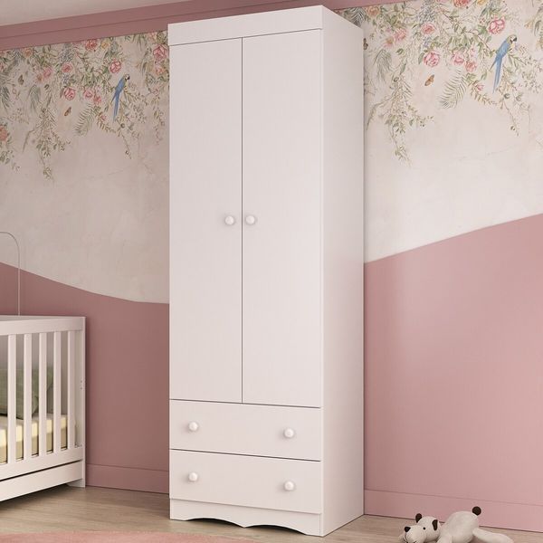 Guarda-roupa Infantil 62cm 2 Portas e 2 Gavetas Realeza Multimóveis MP4451 Branco
