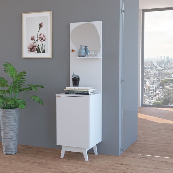 Aparador com Espelho 45cm 1 Porta Flex Retrô Multimóveis CR50221 Branco