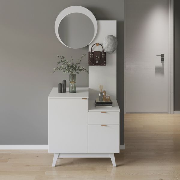 Aparador com Espelho 80cm 2 Portas e 1 Gaveta Flex Retrô Multimóveis CR50222 Branco