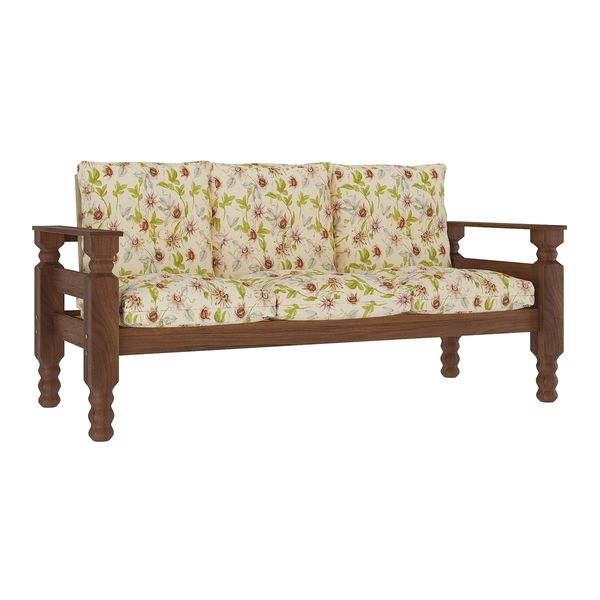 Sofá 3 Lugares Madeira Maciça Liz Multimóveis CR7000 Floral Maracujá