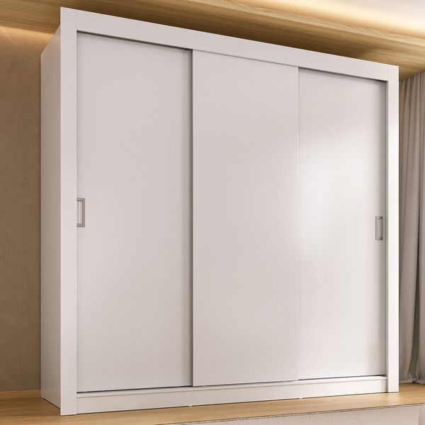Guarda-Roupa Casal Multimóveis Barcelona 3 Portas de Correr CR35401 Branco