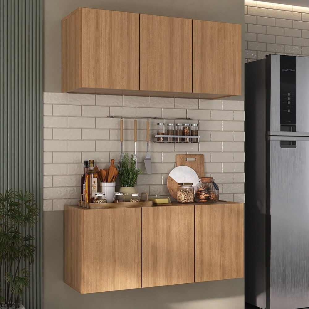 Kit Armário de Cozinha e Balcão 3 Portas Multimóveis MP2164