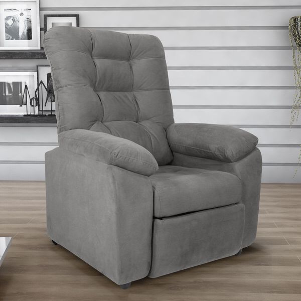 Poltrona Retrátil e Reclinável 88cm com Pés Multimóveis CR45263 Cinza