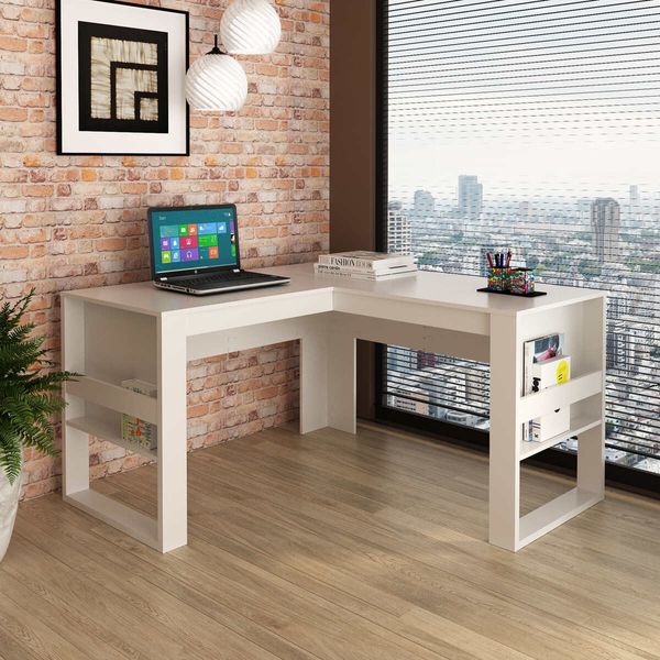 Mesa Escritório de Canto Multimóveis CR25042 Branca