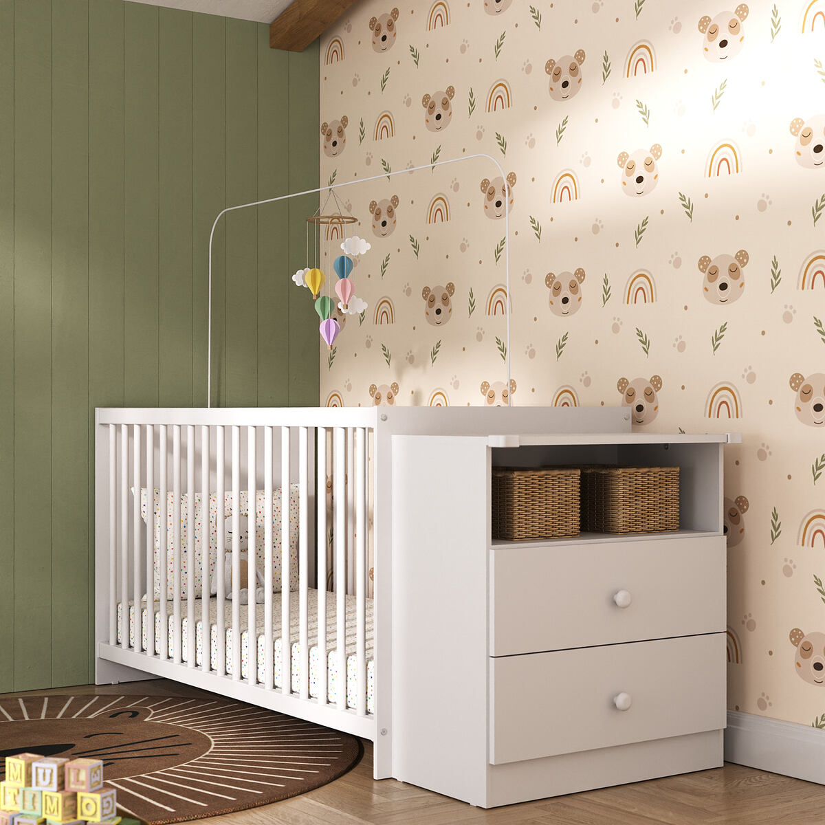 Berço Cômoda Para Colchão 60x130cm Beijinho Multimóveis Bb2870 Branco