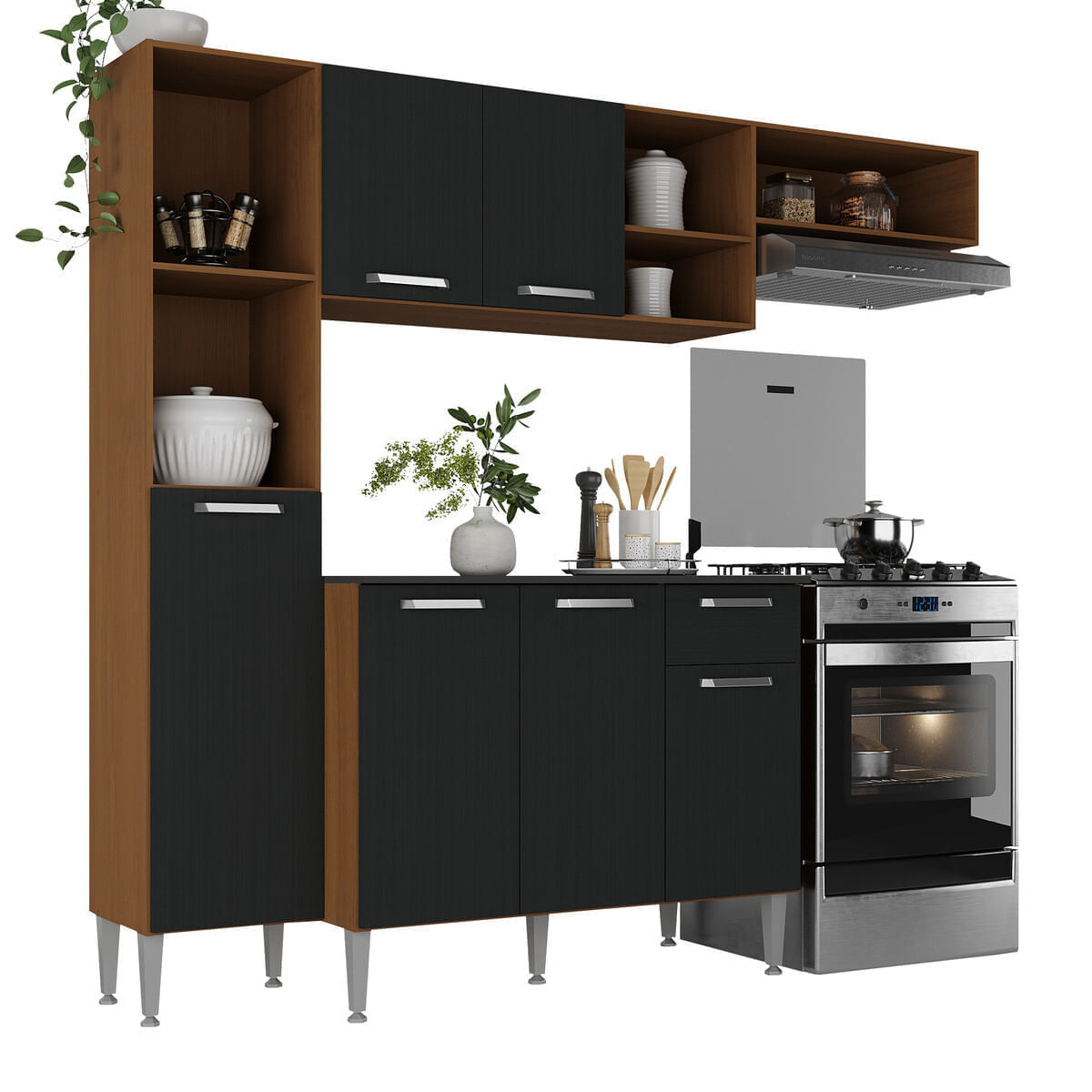 Cozinha Compacta Smart Multimóveis MP2183 6 Portas 1 Gaveta