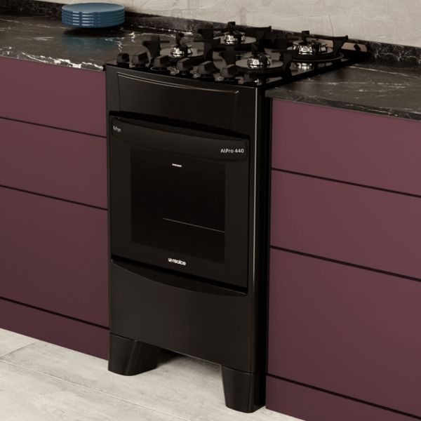 Fogão 4 Bocas a Gás/Elétrico com AirFryer 127V Alpro 440 Realce CR231 Preto