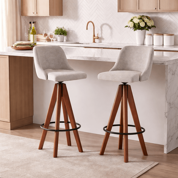 Banqueta Alta Estofada e Giratória Multimóveis CR20280 Off White