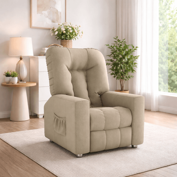 Poltrona Retrátil e Reclinável 82cm com Tecido Suede Multimóveis CR45261 Bege