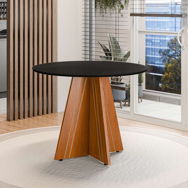 Mesa de Jantar Redonda 4 Lugares Multimóveis CR50244 Cinamomo/Preto