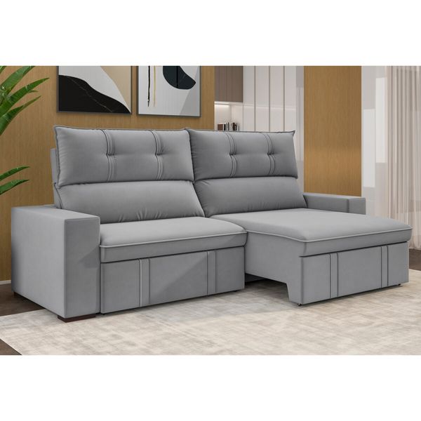 Sofá Retrátil e Reclinável 3 Lugares 230cm Multimóveis CR45337 Cinza