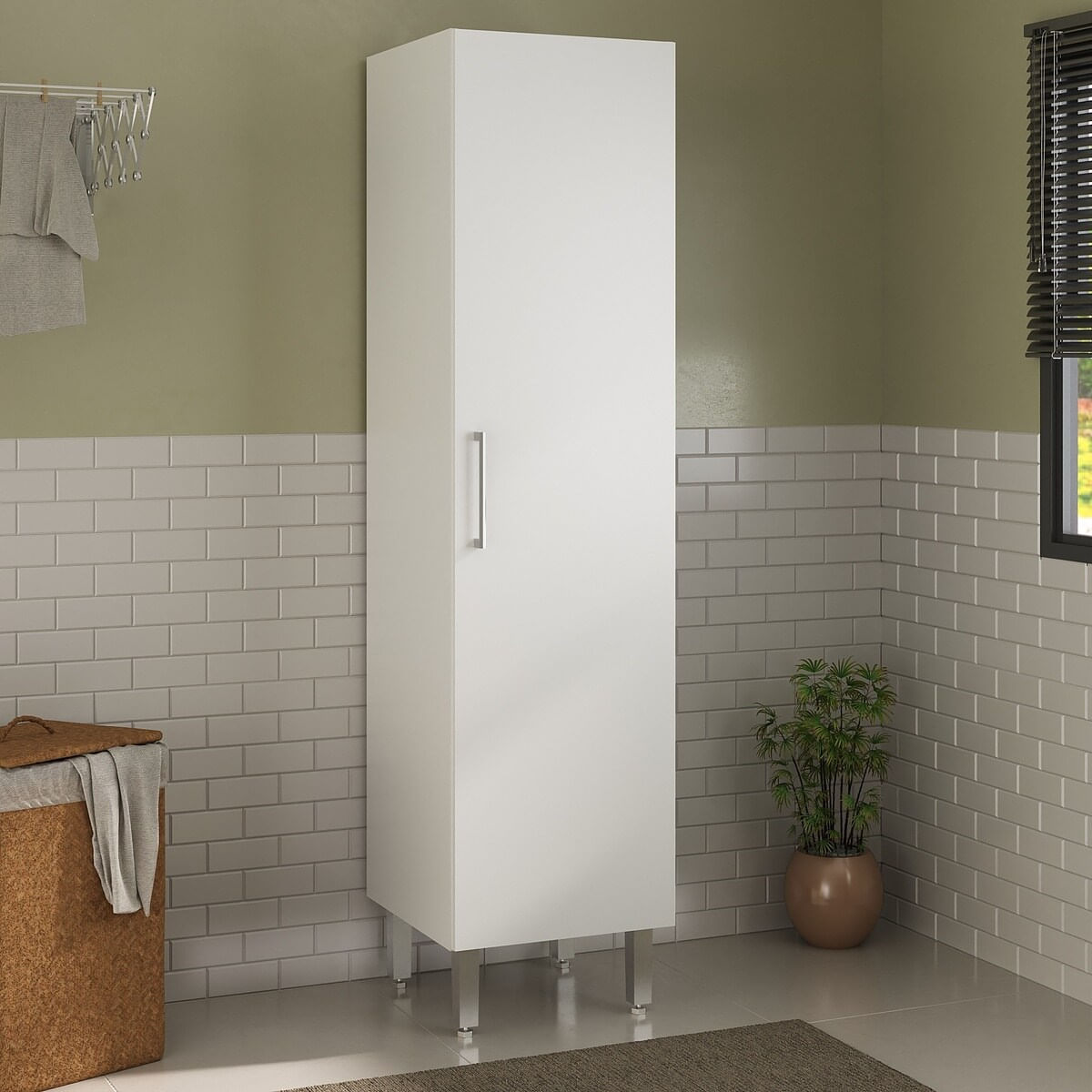 Armário de Lavanderia Multiuso com 1 Porta 45cm Multimóveis CR30054 Branco