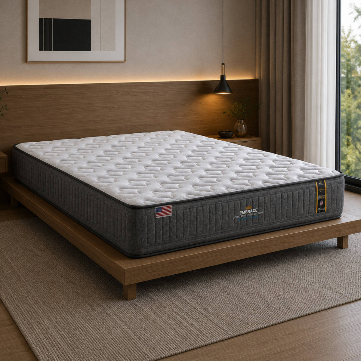 Colchão de Casal Molas Ultralastic (138x188x30) Embrace King Koil CR454C Cinza