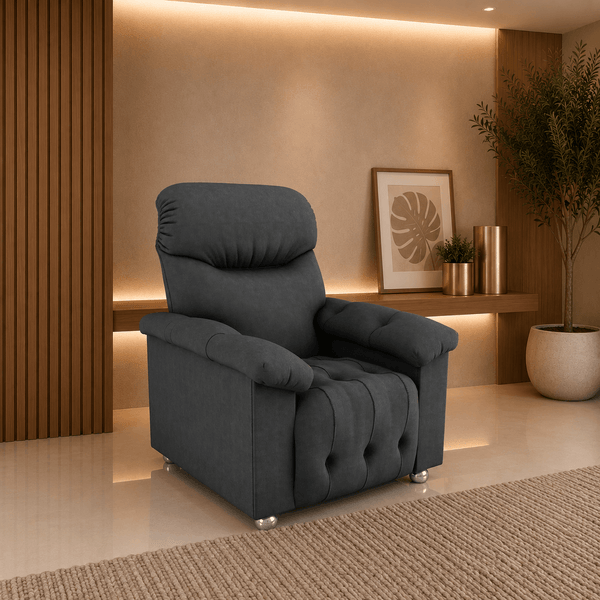 Poltrona Retrátil e Reclinável 83cm Tecido Suede Multimóveis CR45262 Cinza