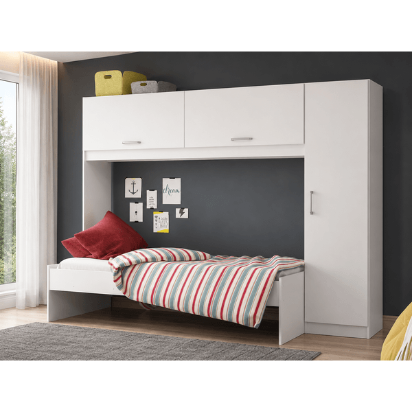 Cama Solteiro com Guarda-Roupa/Roupeiro para colchão 88 x 188 cm Multimóveis 2650 Branco