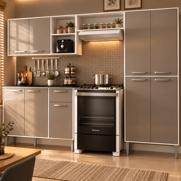 Armário de Cozinha Compacta Xangai Plus Multimóveis Branco/Fumê